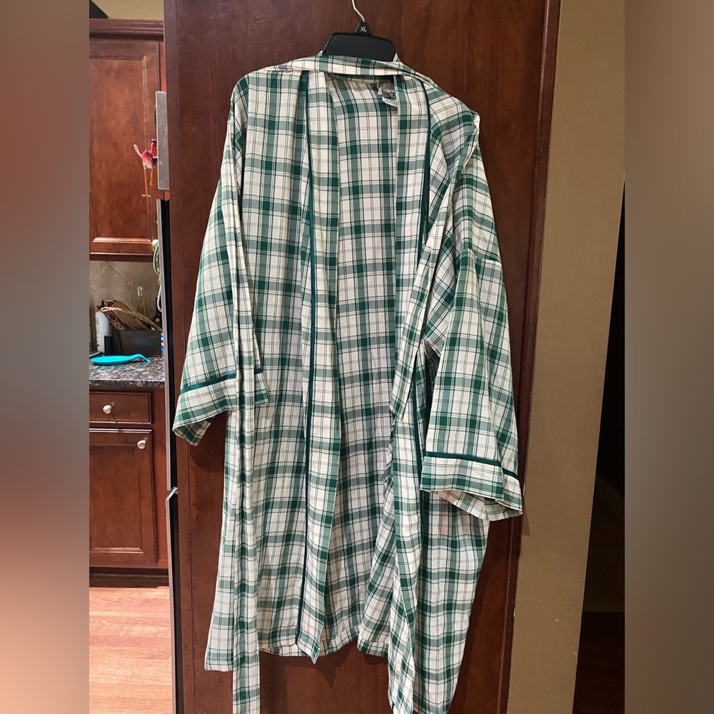 Women's Green Plaid Cotton Robe